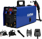 PLASMARGON MIG200 3-in-1 flux core MIG welder machine with MIG torch, ground clamp, electrode holder, wire brush, flux core wire spool and welding helmet