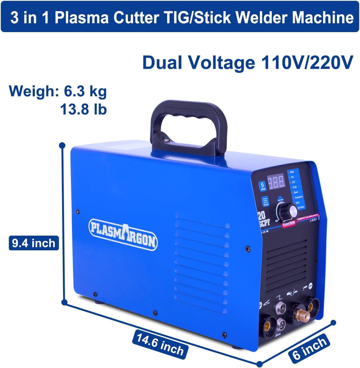PLASMARGON 520TSCPF dimensions 14.6 x 9.4 x 6 inches, 13.8 lb portable body