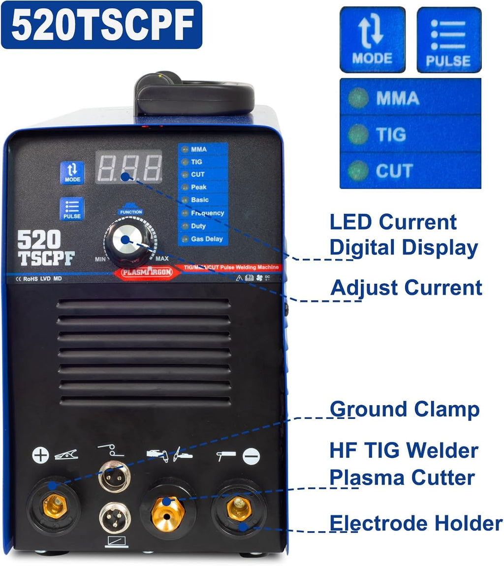 PLASMARGON 520TSCPF front panel with digital display and process selector