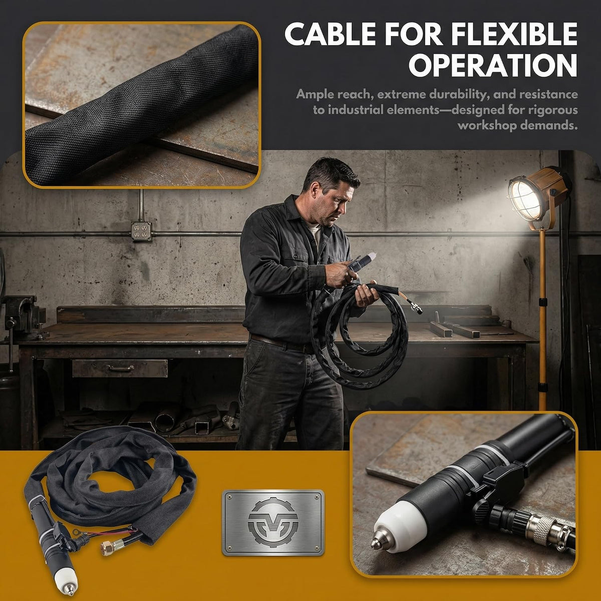 P80 torch cable for flexible operation: ample reach and durability for rigorous workshop demands