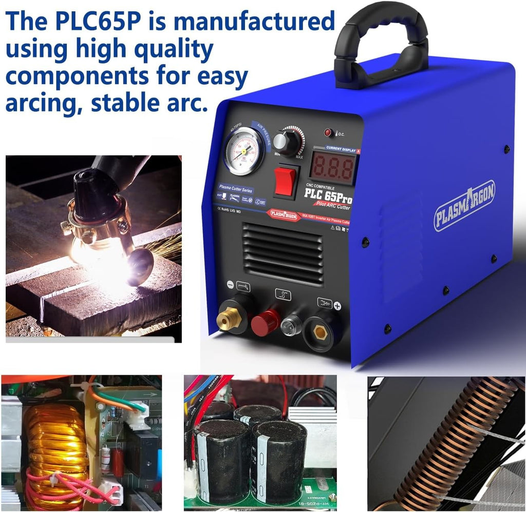 PLC65Pro manufactured with high quality components for easy arcing and stable arc: copper transformer, large capacitors and copper coils