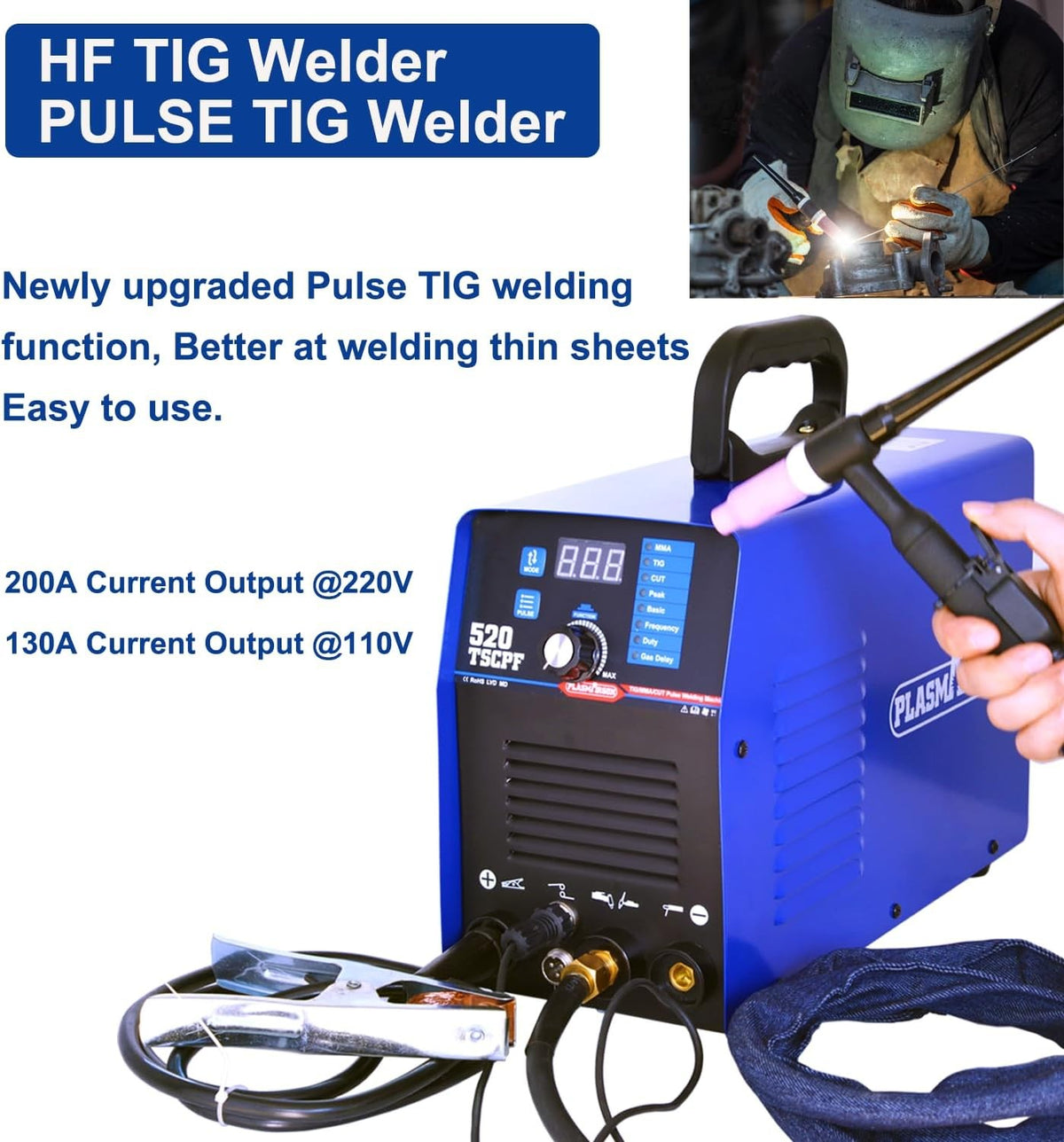 PLASMARGON 520TSCPF pulse TIG welding at 200A