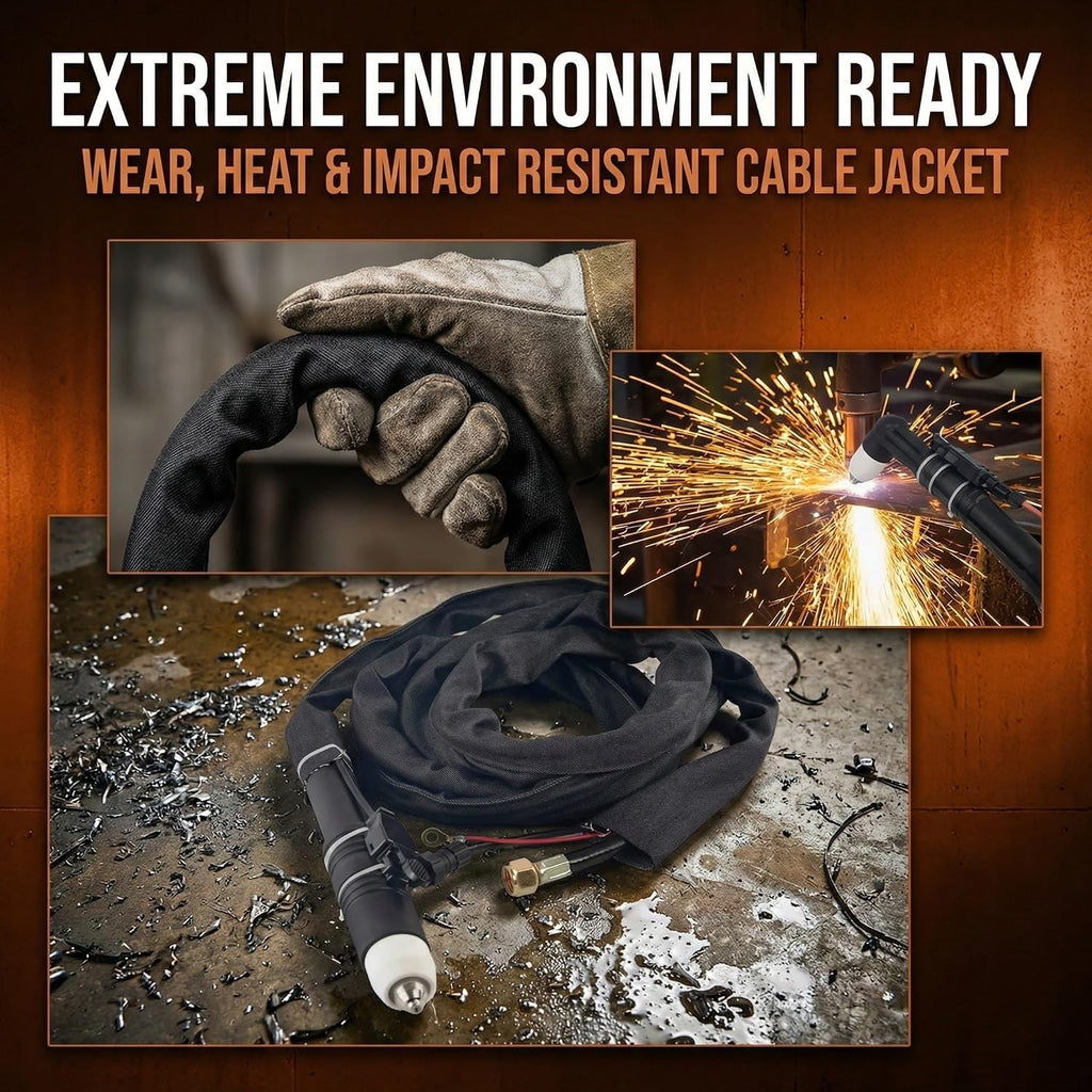 P80 plasma torch with wear, heat and impact resistant cable jacket, extreme environment ready