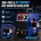 PLC 50X tool-free DIY-friendly side-mounted air regulator with hook and loop fastening, no drill required, easy view and adjustment