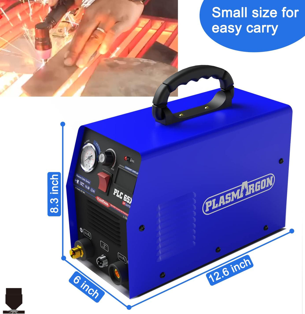 PLASMARGON PLC65X compact 12.6 x 8.3 x 6 inch body with carry handle