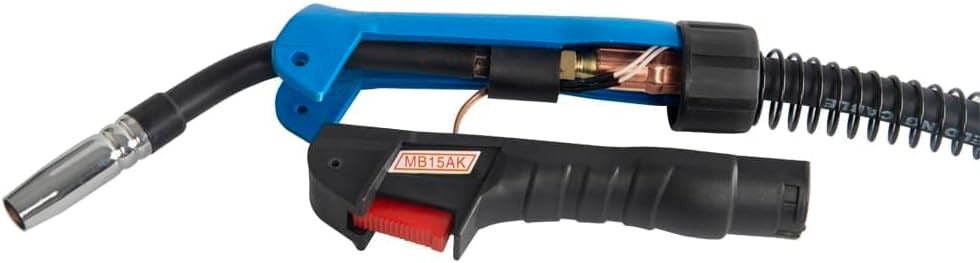 MB-15AK MIG torch side profile with spring kink protection